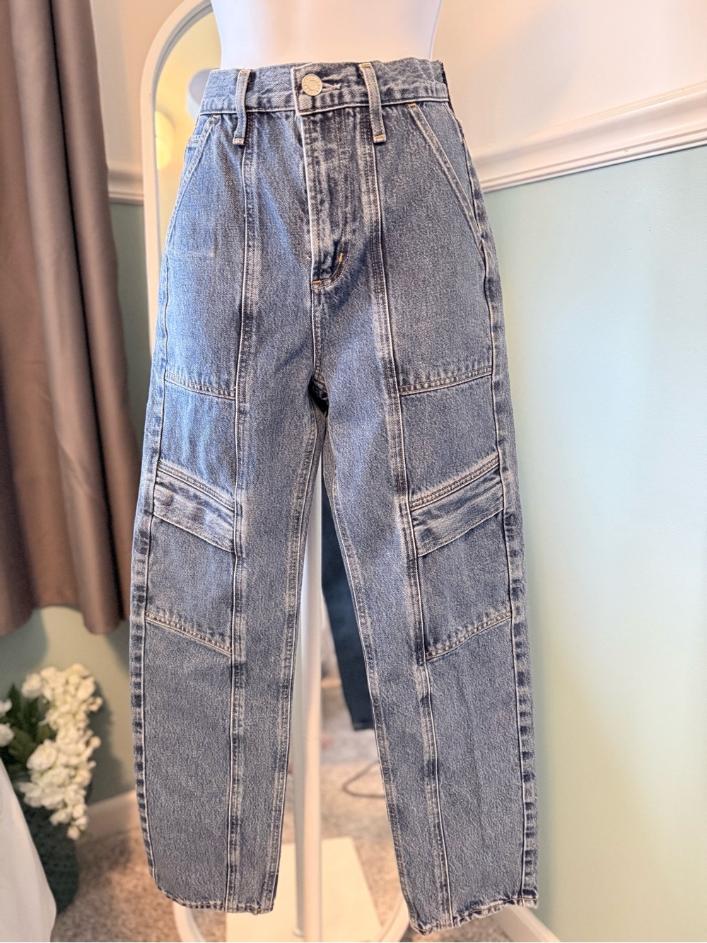 Size 23 (00) Agolde Women's Straight Leg Jeans in Washed Blue